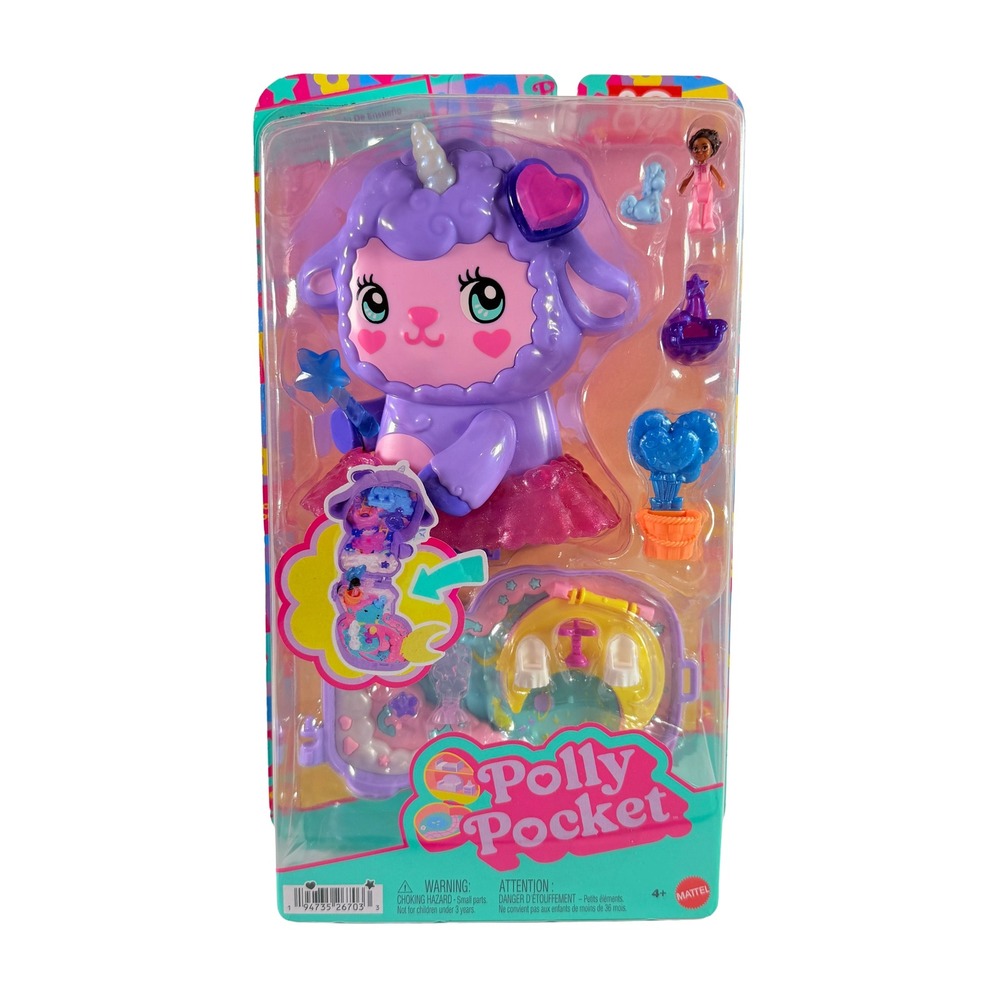 Polly Pocket Unicorn Lamb Wearable Compact Playset 4+ Mattel JCB15 NIB New